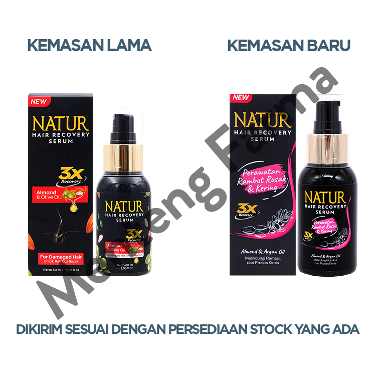 Natur Hair Recovery Serum Almond & Argan Oil 60 ML - Serum Untuk Rambut Rusak