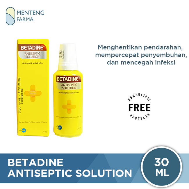 Betadine 30 mL - Antiseptik untuk Luka Lecet, Luka Jatuh, Luka Gores
