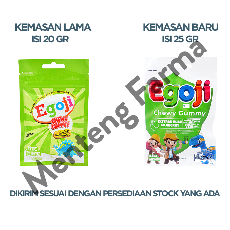 Egoji Chewy Gummy Melon Isi 10 Butir - Permen Gummy Vitamin C
