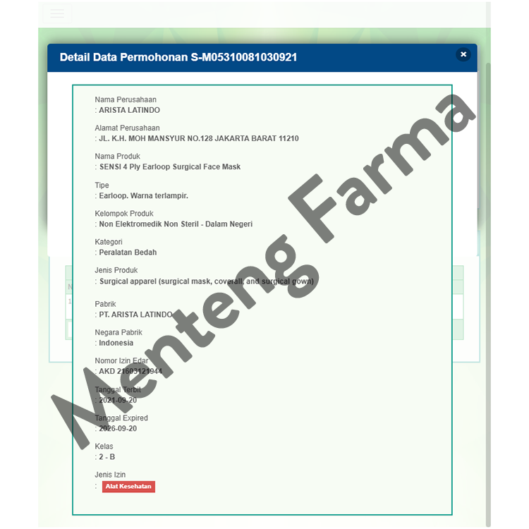 Sensi Mask Earloop Dus Isi 50 Masker