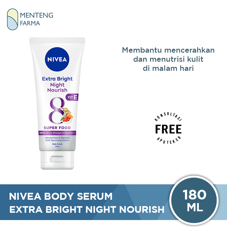 Nivea Extra Bright Night Nourish Body Serum 180ml - Mencerahkan dan Menutrisi Sepanjang Malam