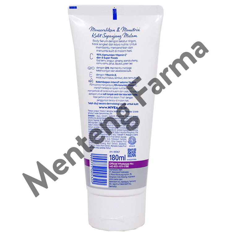 Nivea Extra Bright Night Nourish Body Serum 180ml - Mencerahkan dan Menutrisi Sepanjang Malam