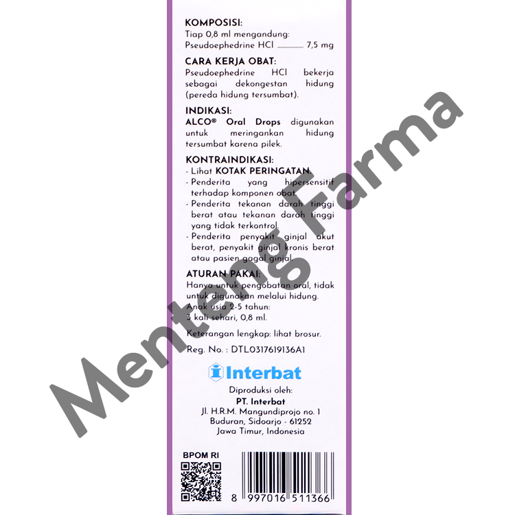Alco Oral Drops 15 ml - Meringankan Hidung Tersumbat pada Anak