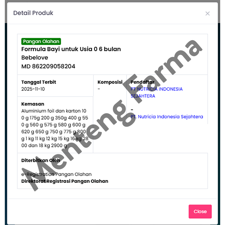 Bebelove 1 (0 - 6 Bulan) Formula Bayi Bubuk 800 Gram