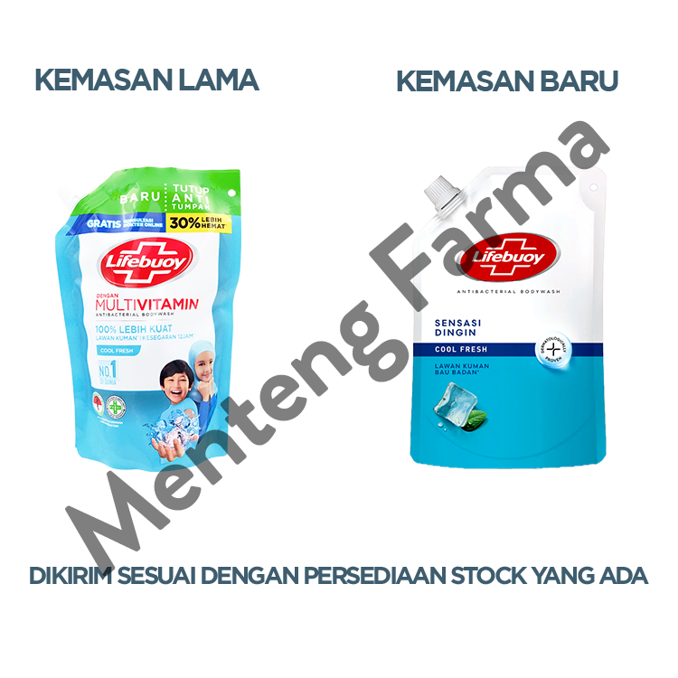 Lifebuoy Sabun Mandi Cair Refill Cool Fresh 400 ML - Sabun Antibakteri ActivSilver dan Menthol