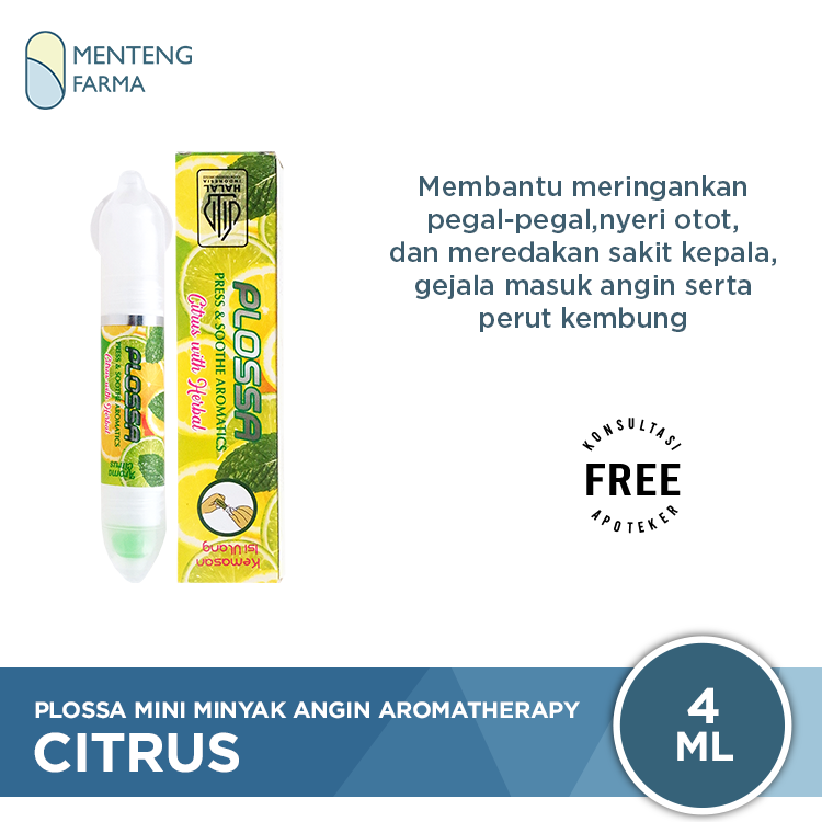 Plossa Mini Minyak Angin Aromatherapy Citrus - Meredakan Pegal-Pegal dan Masuk Angin