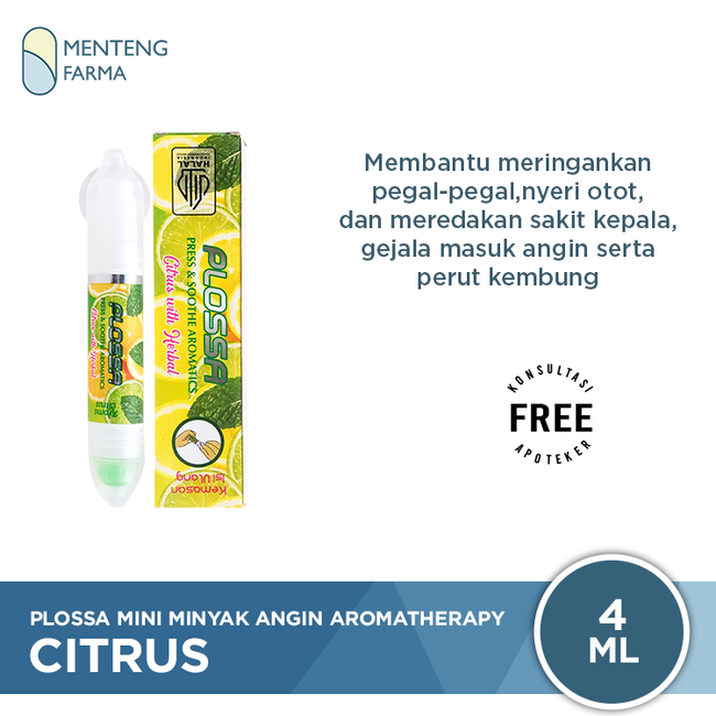 Plossa Mini Minyak Angin Aromatherapy Citrus - Meredakan Pegal-Pegal dan Masuk Angin