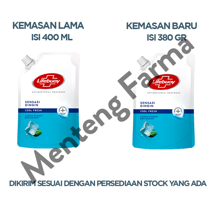 Lifebuoy Sabun Mandi Cair Refill Cool Fresh 380 gr - Sabun Antibakteri ActivSilver dan Menthol