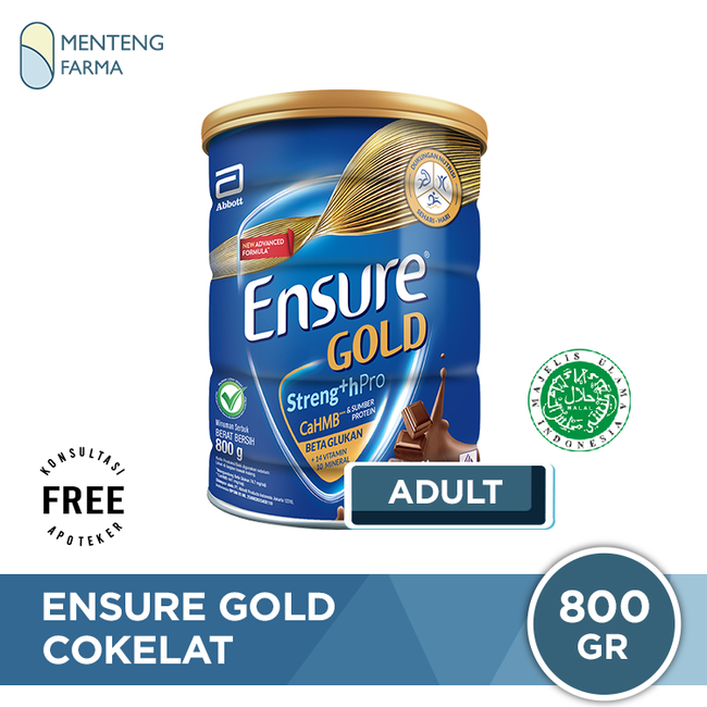 Ensure Gold Cokelat 800 Gram - Susu Penambah Nutrisi Dewasa Rendah Laktosa