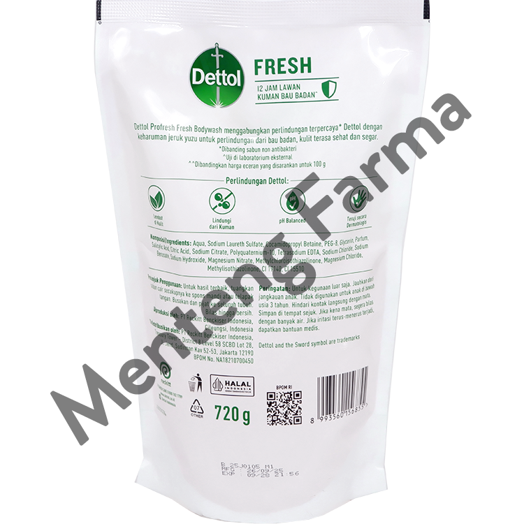 Sabun Mandi Cair Dettol ProFresh Fresh 720 Gram - Lasting Fresh
