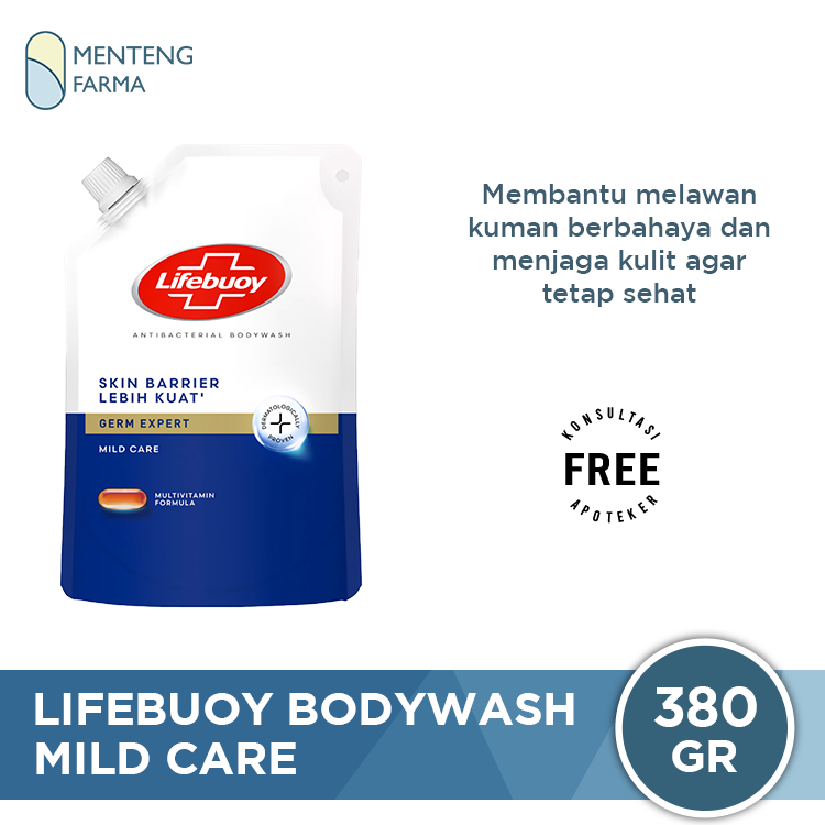 Lifebuoy Sabun Mandi Cair Refill Mild Care 400 ML - Sabun Antibakteri ActivSilver dan Milk Cream
