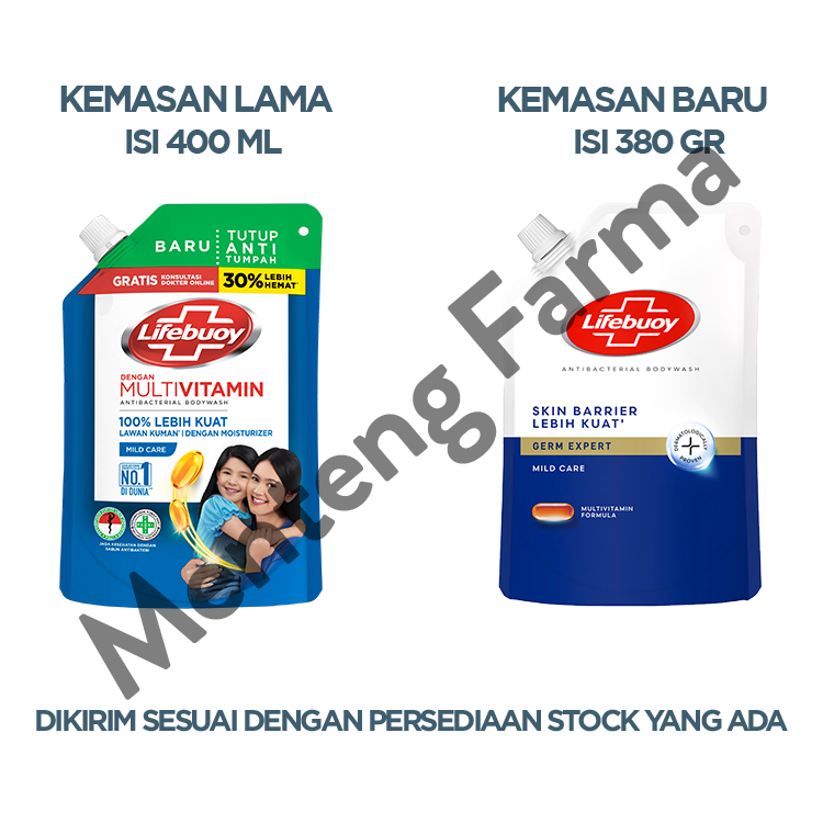 Lifebuoy Sabun Mandi Cair Refill Mild Care 400 ML - Sabun Antibakteri ActivSilver dan Milk Cream