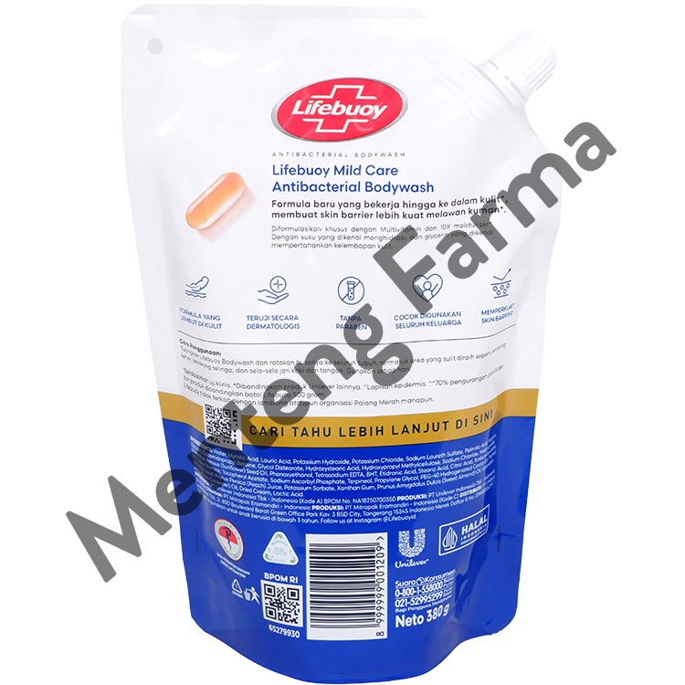 Lifebuoy Sabun Mandi Cair Refill Mild Care 400 ML - Sabun Antibakteri ActivSilver dan Milk Cream