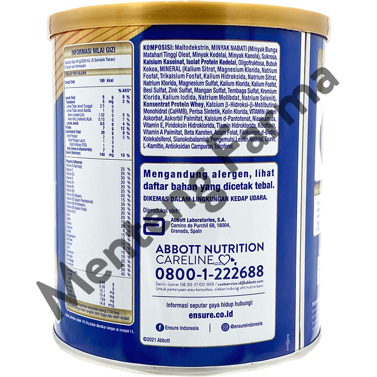 Ensure Cokelat 380 Gram - Susu Penambah Nutrisi Dewasa Rendah Laktosa