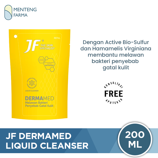 JF Dermamed Liquid Cleanser Pouch 200 mL - Sabun Antibakteri untuk Gatal Gatal Kulit