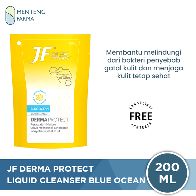 JF Derma Protect Blue Ocean Liquid Cleanser Pouch 200 mL - Sabun Antibakteri Penyebab Gatal Kulit