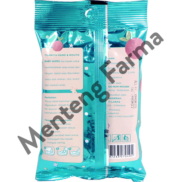 Yunikon Peach Blossom Hand & Mouth Baby Wipes Isi 20 Sheet - Tisu Basah Bayi dan Anak Hand & Mouth