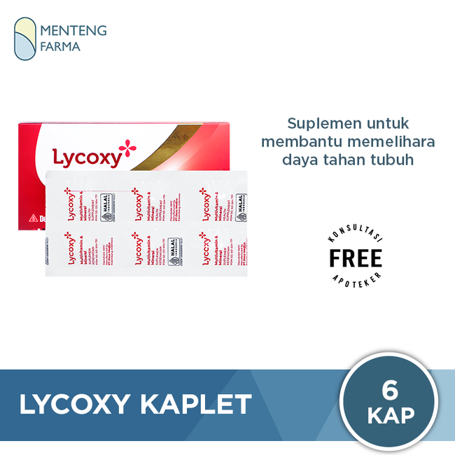 Lycoxy Strip 6 Kaplet - Suplemen Antioksidan Penangkal Radikal Bebas