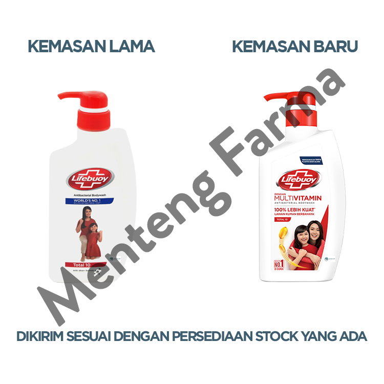 Lifebuoy Sabun Mandi Cair Pump Total 10 500 ML - Sabun Antibakteri ActivSilver