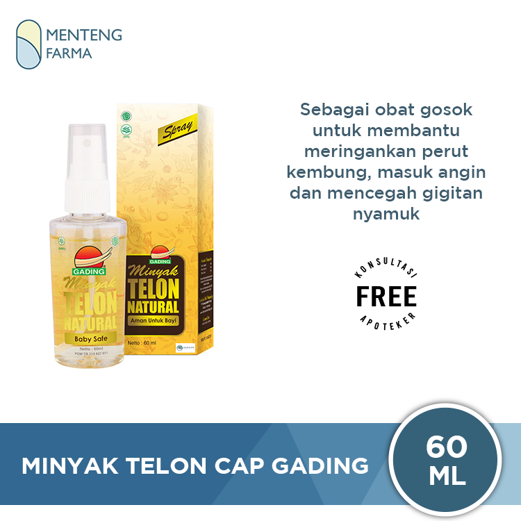 Minyak Telon Cap Gading Spray 60 mL - Menghangatkan Perut Kembung dan Masuk Angin
