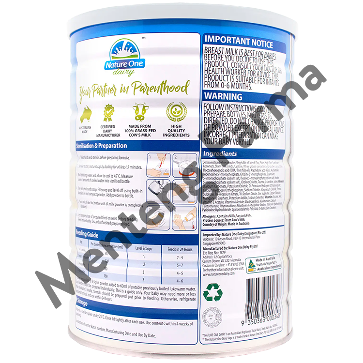 Nature One Dairy New Born Step 1 900 Gr - Susu Formula Bayi dan Anak Organik 0 - 6 Bulan