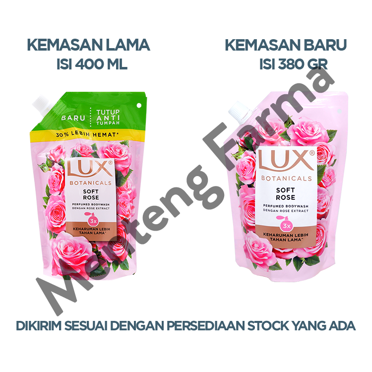 Lux Botanicals Sabun Mandi Cair Soft Rose Refill 380 gr - Sabun Kecantikan dengan Wangi Mewah