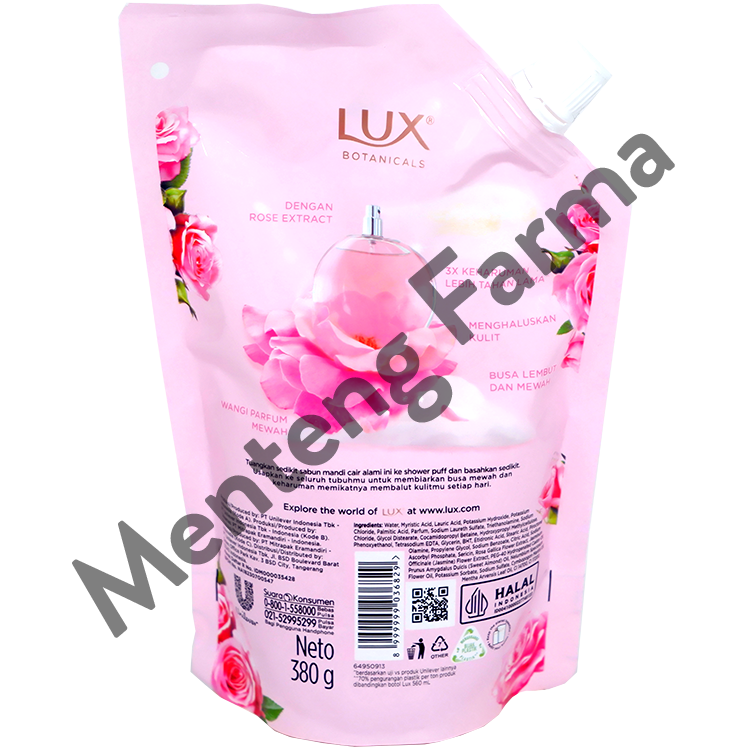 Lux Botanicals Sabun Mandi Cair Soft Rose Refill 380 gr - Sabun Kecantikan dengan Wangi Mewah