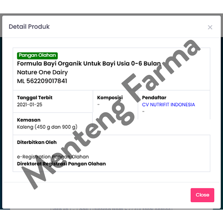 Nature One Dairy Organic Step 1 Infant 900 Gr - Susu Formula Bayi Organik 0-6 Bulan