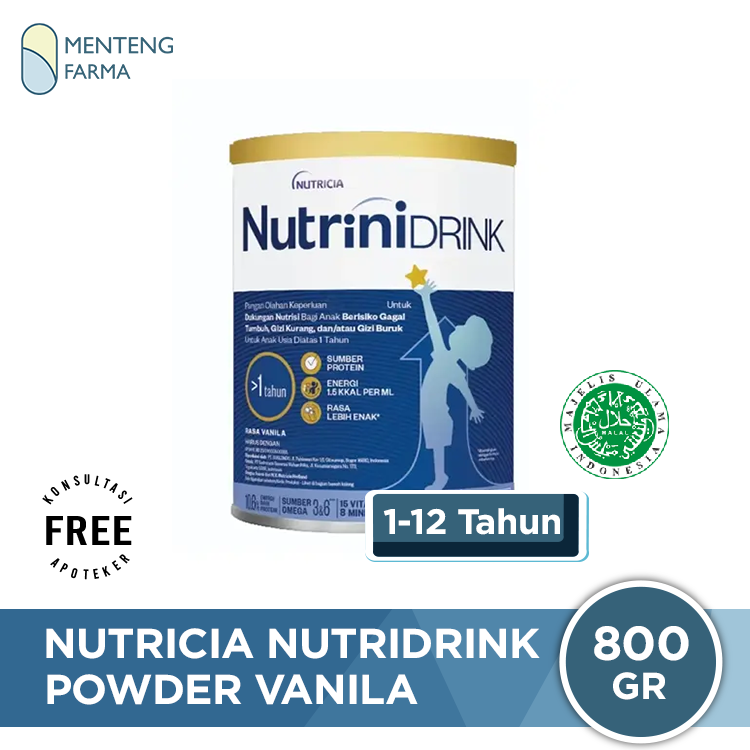 Nutricia Nutrinidrink Powder Vanila 800 gram - Susu Bubuk Formula Pertumbuhan 1 - 12 Tahun