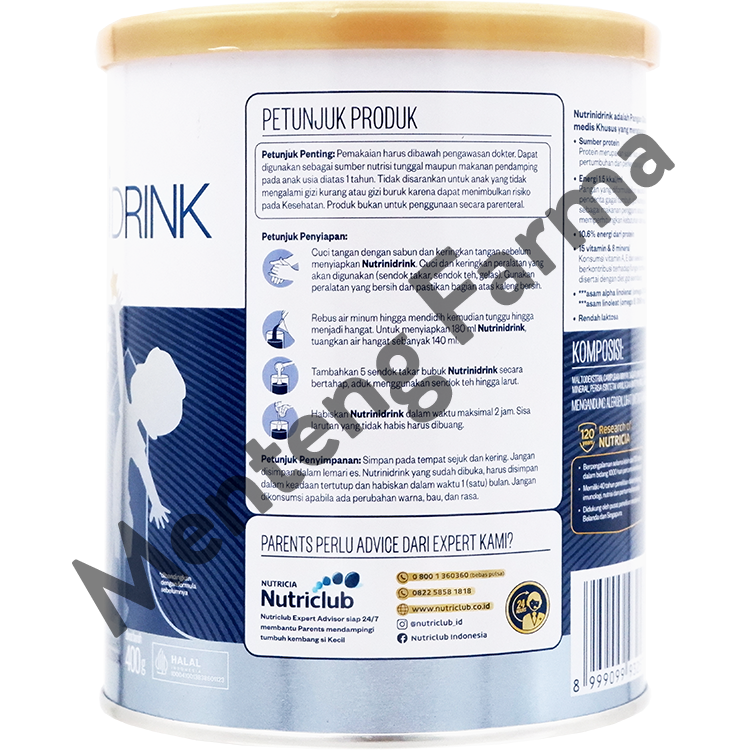 Nutricia Nutrinidrink Powder Vanila 800 gram - Susu Bubuk Formula Pertumbuhan 1 - 12 Tahun