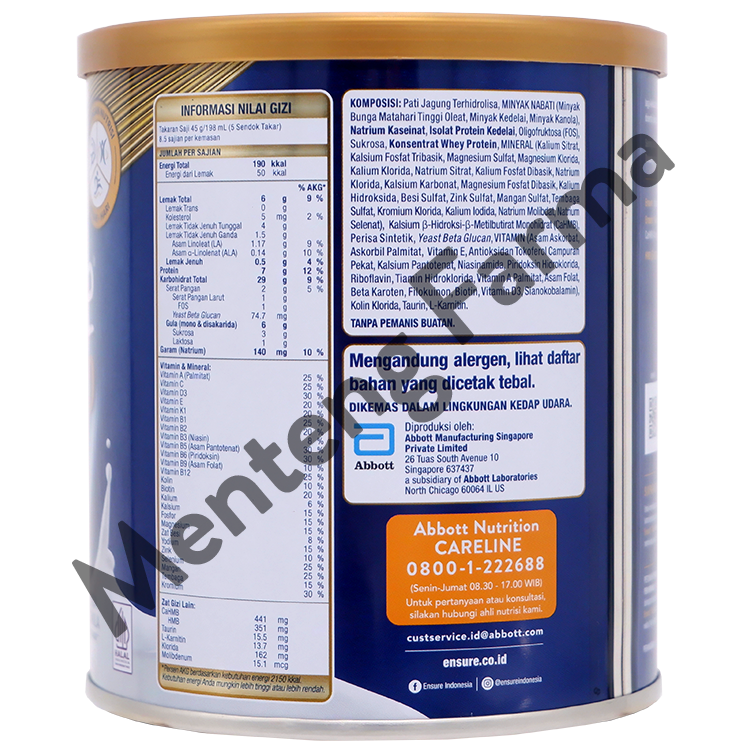 Ensure Vanila 380 Gram - Susu Penambah Nutrisi Dewasa Rendah Laktosa