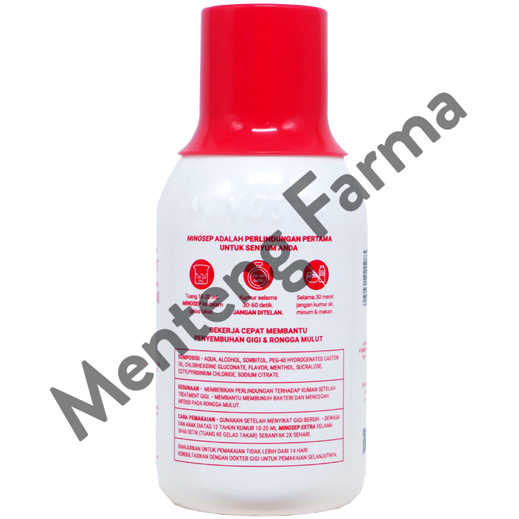 Minosep Extra Antiseptic Mouthwash 200 mL - Obat Kumur Antiseptik Fast Action untuk Meredakan Nyeri Gigi