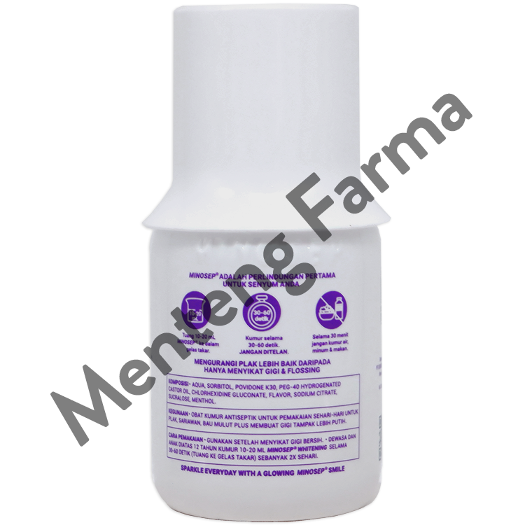 Minosep Whitening Antiseptic Mouthwash & Gargle 60 mL - Obat Kumur Antiseptik Whitening untuk Mencerahkan Gigi