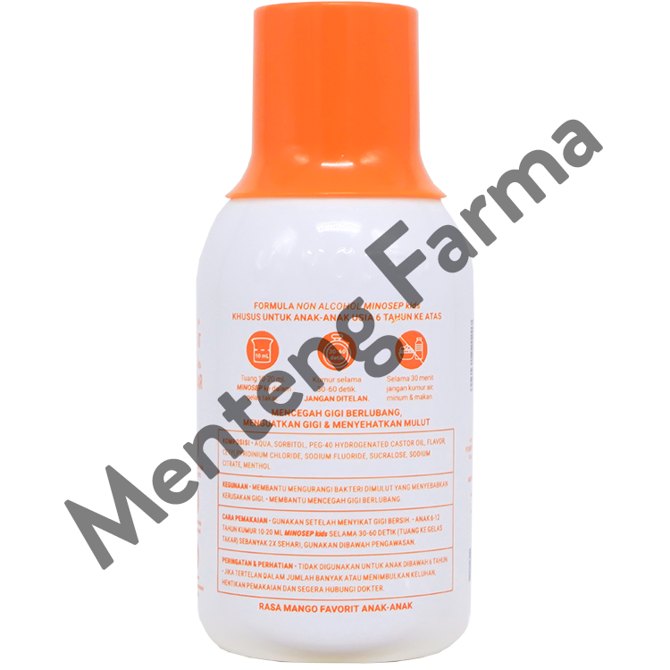 Minosep Kids Antiseptic Mouthwash 200 mL - Obat Kumur Antiseptik dengan CPC 0,05% + Sodium Fluoride 0,05% untuk Anak-anak