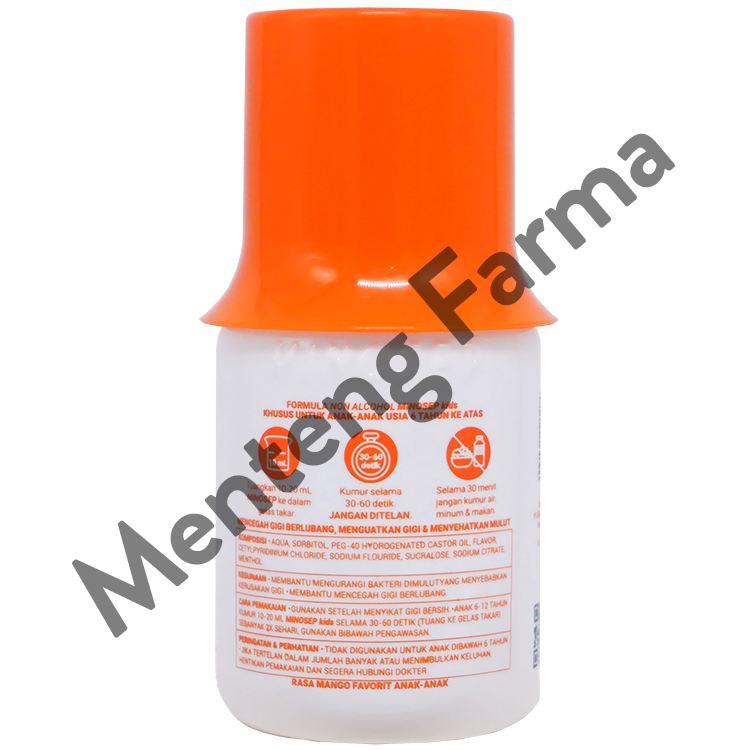 Minosep Kids Antiseptic Mouthwash 60 mL - Obat Kumur Antiseptik Travel Size dengan CPC 0,05% + Sodium Fluoride 0,05% untuk Anak-anak