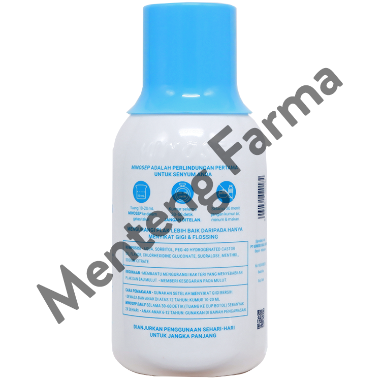 Minosep Daily Antiseptic Mouthwash 200 mL - Obat Kumur Antiseptik Chlorhexidine 0,06% untuk Mengatasi Bau Mulut dan Karang Gigi
