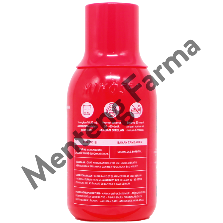 Minosep Red Antiseptic Mouthwash 200 mL - Obat Kumur Antiseptik untuk Sakit Gigi, Gusi Bengkak & Sariawan