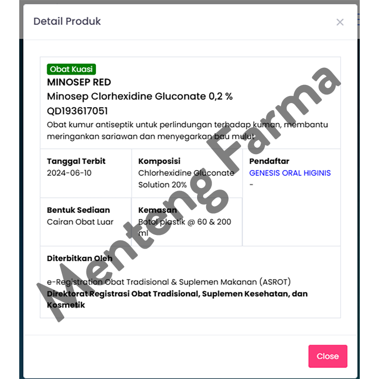 Minosep Red Antiseptic Mouthwash 200 mL - Obat Kumur Antiseptik untuk Sakit Gigi, Gusi Bengkak & Sariawan