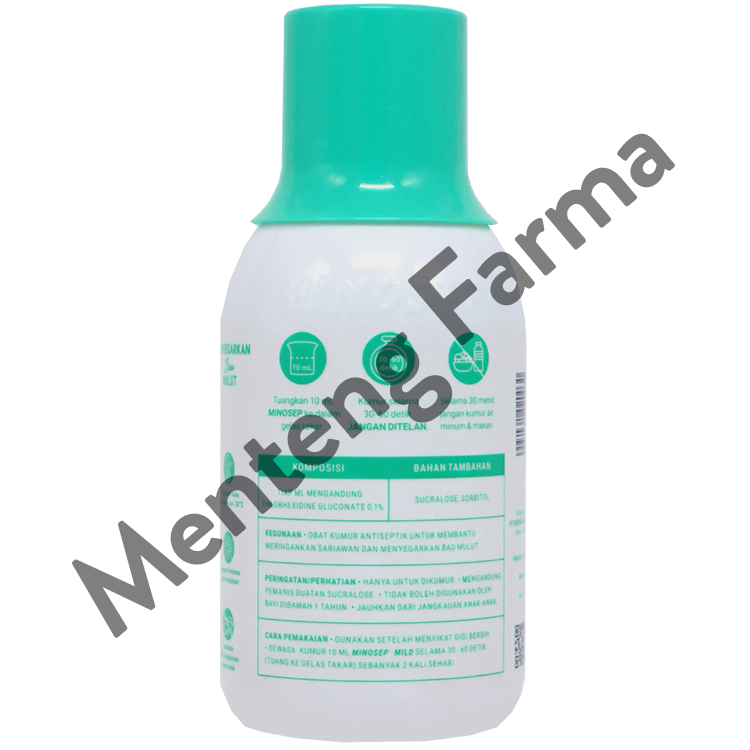 Minosep Mild Antiseptic Mouthwash 200 mL - Obat Kumur Antiseptik untuk Gusi Bengkak, Sariawan, dan Plak