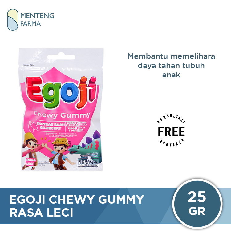 Egoji Chewy Gummy Leci Isi 10 Butir - Permen Gummy Vitamin C