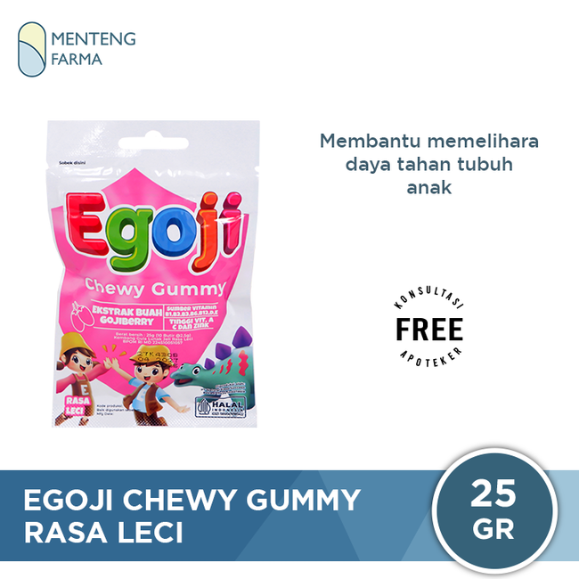 Egoji Chewy Gummy Leci Isi 10 Butir - Permen Gummy Vitamin C