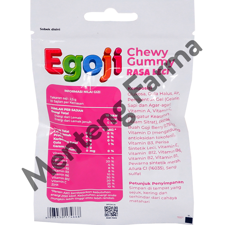 Egoji Chewy Gummy Leci Isi 10 Butir - Permen Gummy Vitamin C