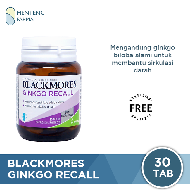 Blackmores Ginkgo Recall 30 Tablet - Suplemen Kesehatan Otak dan Daya Ingat