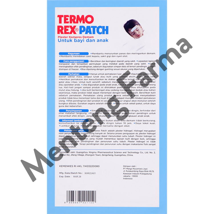 Termorex Patch Isi 6 Lembar - Plester Hidrogel Kompres Demam Anak
