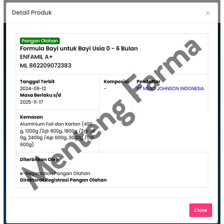 Enfamil A+1 - Susu Formula Bayi 0-6 Bulan 400 gram