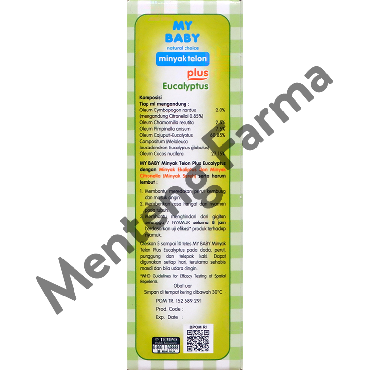 My Baby Minyak Telon Plus 30 ml - Aroma Telon Eucalyptus Anti Nyamuk Hingga 8 Jam