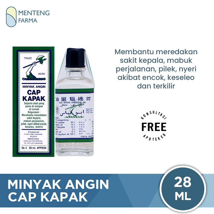 Minyak Angin Cap Kapak 28 mL - Pereda Masuk Angin dan Mabuk Perjalanan