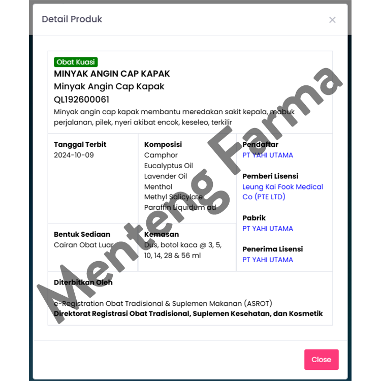 Minyak Angin Cap Kapak 56 mL - Pereda Masuk Angin dan Mabuk Perjalanan
