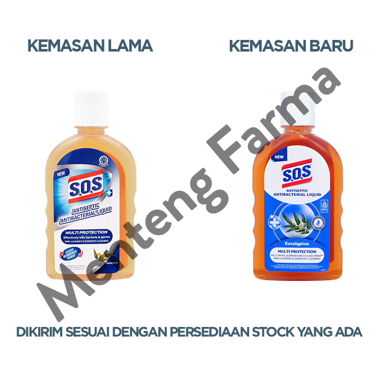 SOS Antiseptic Antibacterial Liquid 250 mL - Cairan Antiseptik Serbaguna