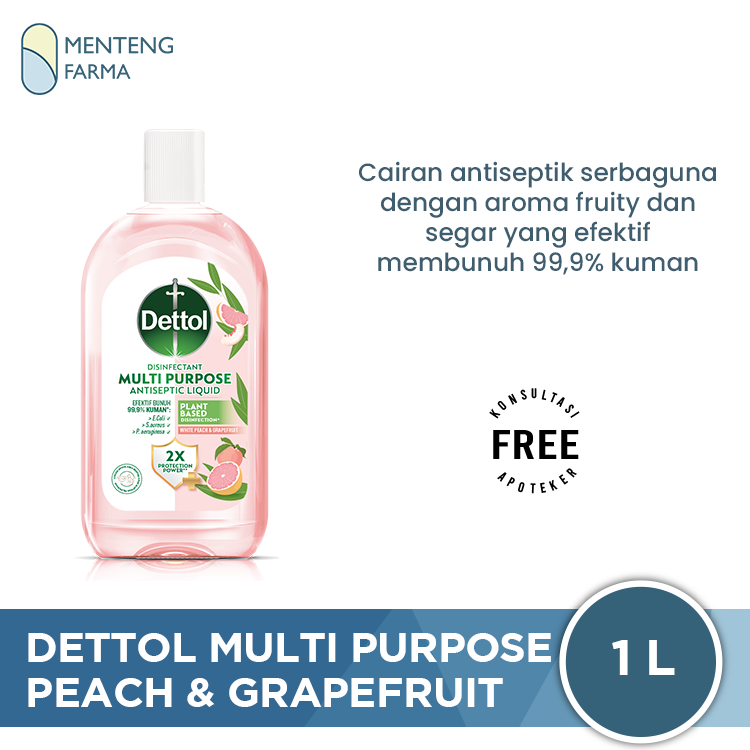 Dettol Multipurpose Disinfectant Liquid Peach & Grapefruit 1L - Disinfektan Cair Multifungsi Area Hewan Peliharaan